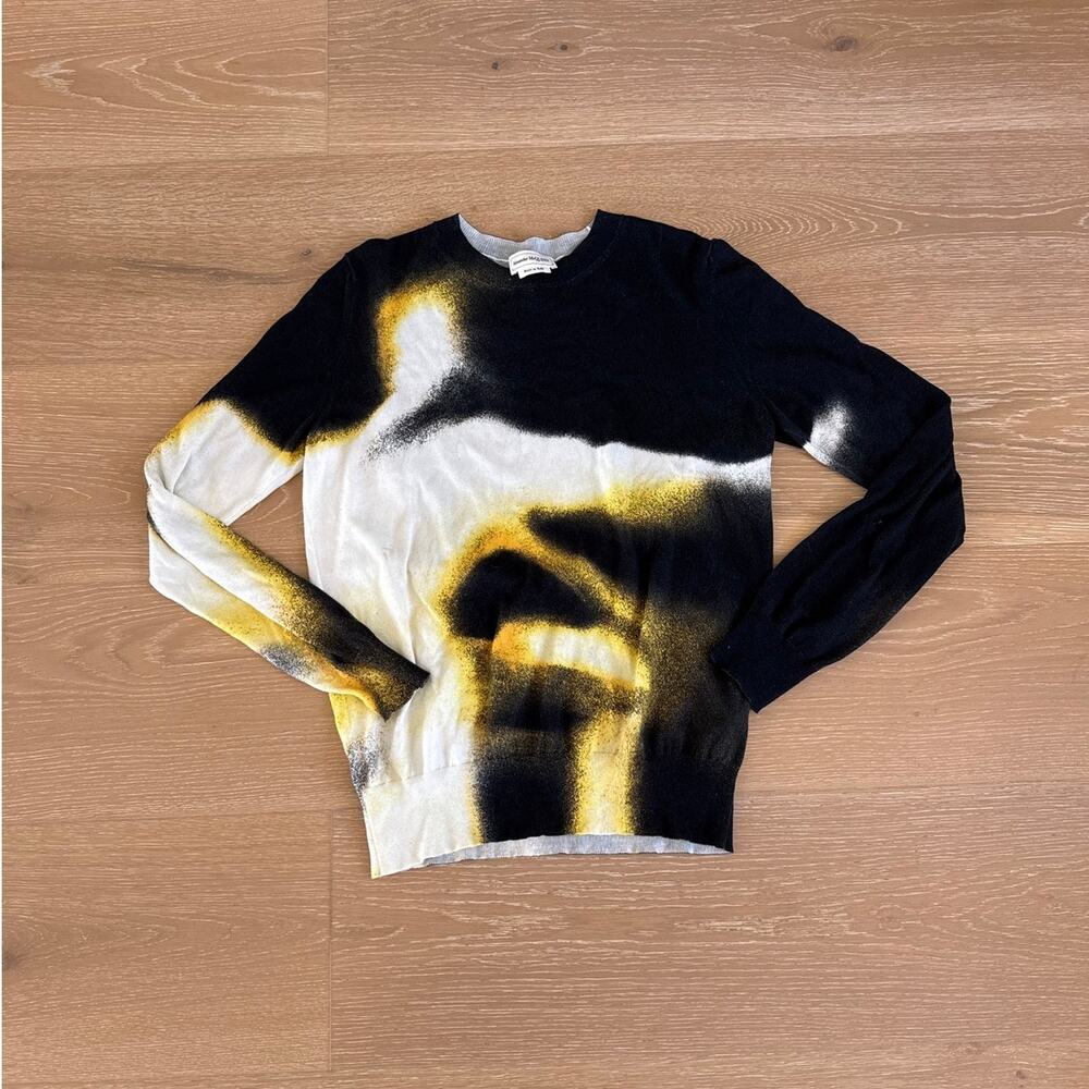 Alexander McQueen Cotton Sweater Painted Figure Size M Black Yellow